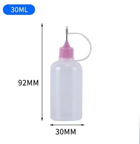 Buteliukas su PE adata - 30 ml - aplikatorius - skysčiams dozuoti