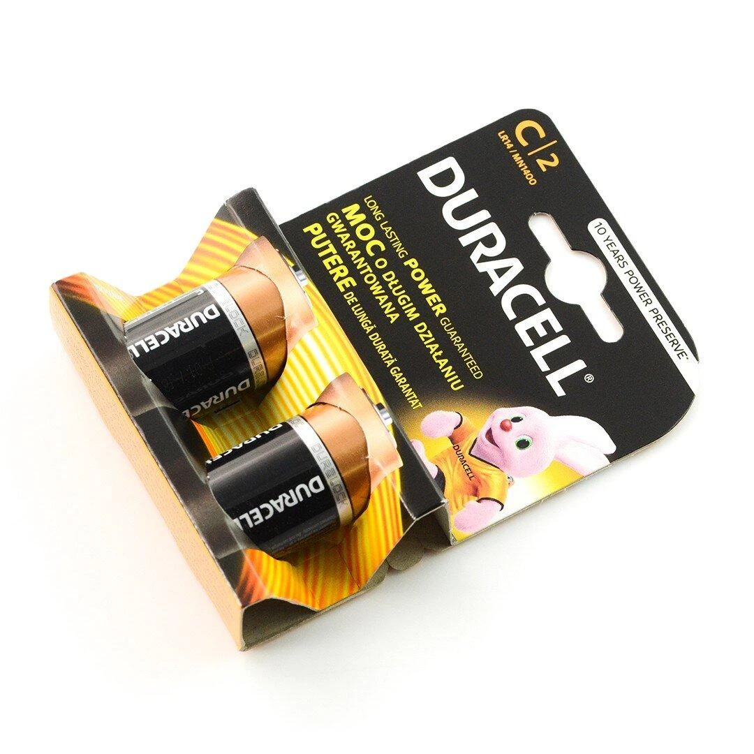 Duracell C baterijos originalioje pakuotėje