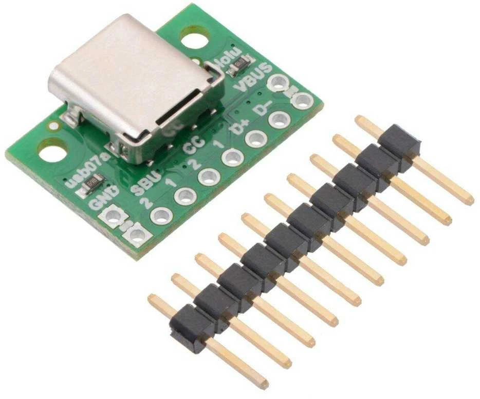 C tipo USB 2.0 jungtis, skirta maketavimo plokštei, Pololu 2585