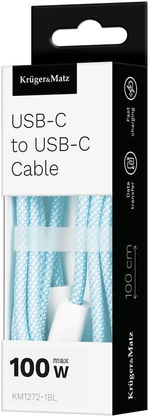C tipo USB – C tipo USB kabelis 100 W, 1 m Mėlyna Kruger & Matz Basic