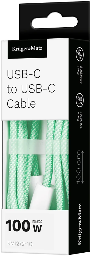 C tipo USB – C tipo USB kabelis 100 W, 1 m Žalias Kruger & Matz Basic