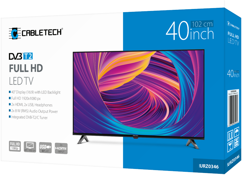 Cabletech 40" FHD DVB-T2 H.265 HEVC televizorius