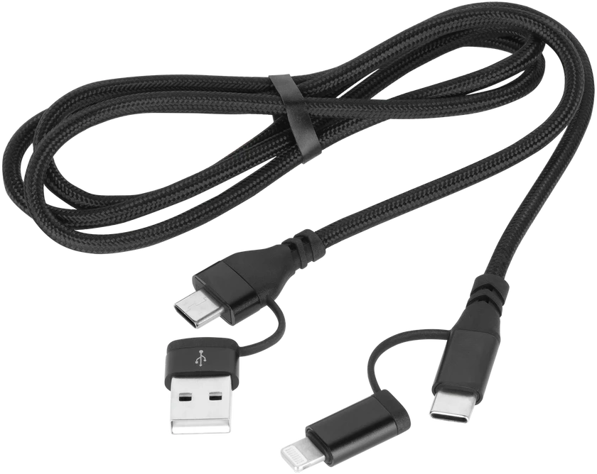 Cabletech Kabelis USB A/C kištukas - USB C/žaibo kištukas (2+2) 1m