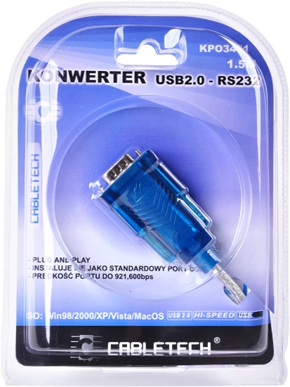 Cabletech USB 2.0 - RS232 konverterio kabelis (DB9M)