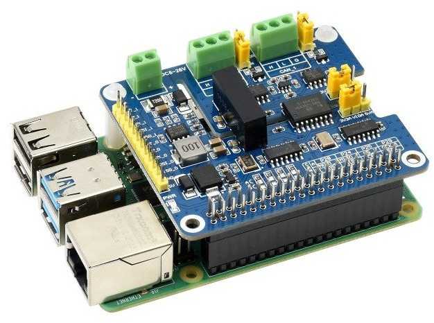 CAN FD Expansion HAT - 2 kanalų izoliuota perdanga CAN FD - skirta Raspberry Pi - Waveshare 17075