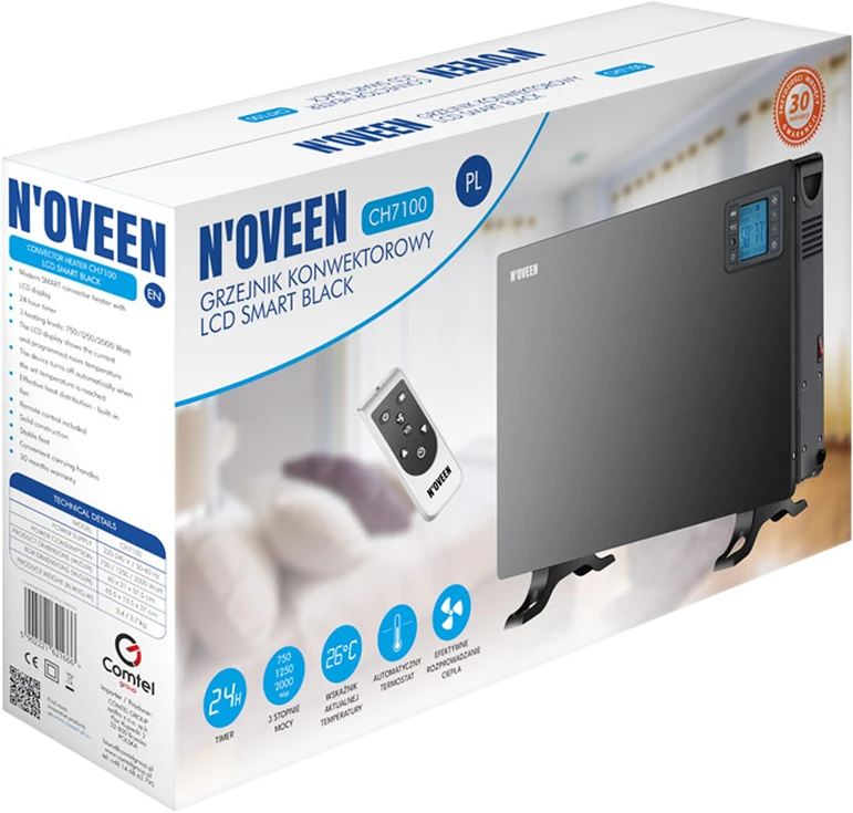 Oem CH7100 LCD SMART Juodas N'OVEEN konvektorius šildytuvas