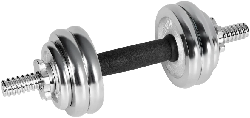 REBEL ACTIVE chromuoti reguliuojamo svorio hanteliai dėkle, 15 kg, su štanga