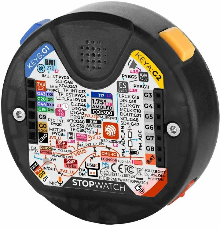 Chronometro kūrimo rinkinys – ESP32-S3 – kūrimo rinkinys – 1.75 colio AMOLED ekranas – M5Stack C152