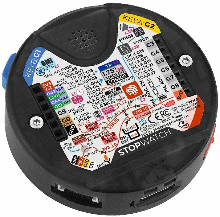 Chronometro kūrimo rinkinys – ESP32-S3 – kūrimo rinkinys – 1.75 colio AMOLED ekranas – M5Stack C152