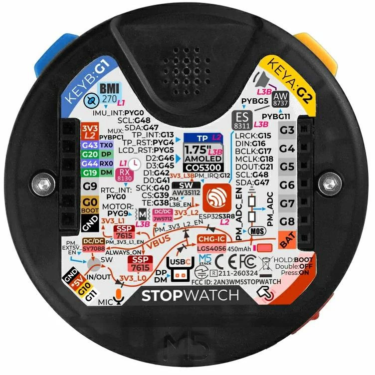 Chronometro kūrimo rinkinys – ESP32-S3 – kūrimo rinkinys – 1.75 colio AMOLED ekranas – M5Stack C152