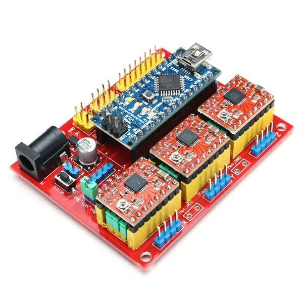 CNC skydas V4 su valdikliu ir trimis variklių tvarkyklėmis