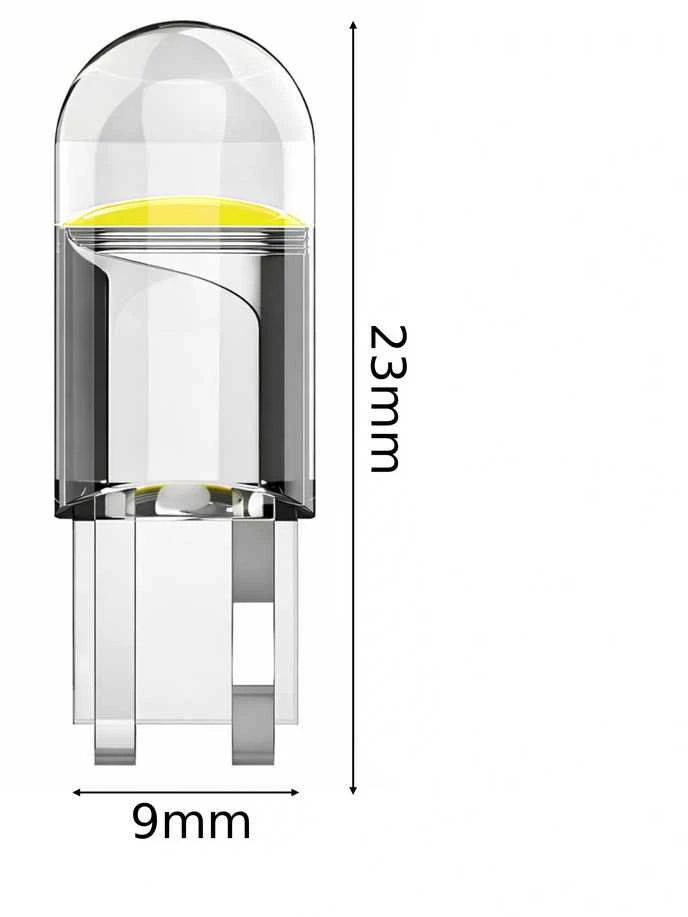 COB LED lemputė W5W T10 12V - geltona - T10 HPC 360 sferinė - Techninė
