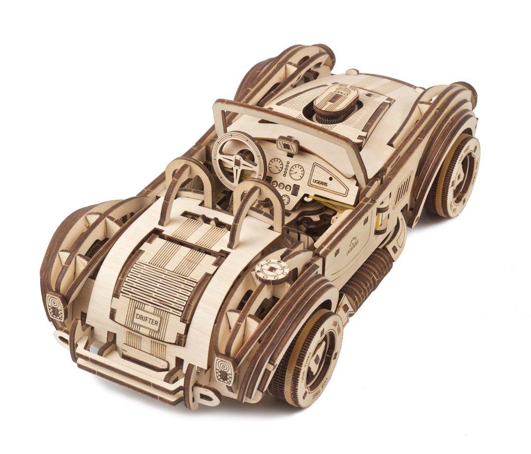 Cobra Drift Racking Car - lenktyninis automobilis - mechaninis sulankstomas modelis - fanera - 370 elementų - Ugearsmodels