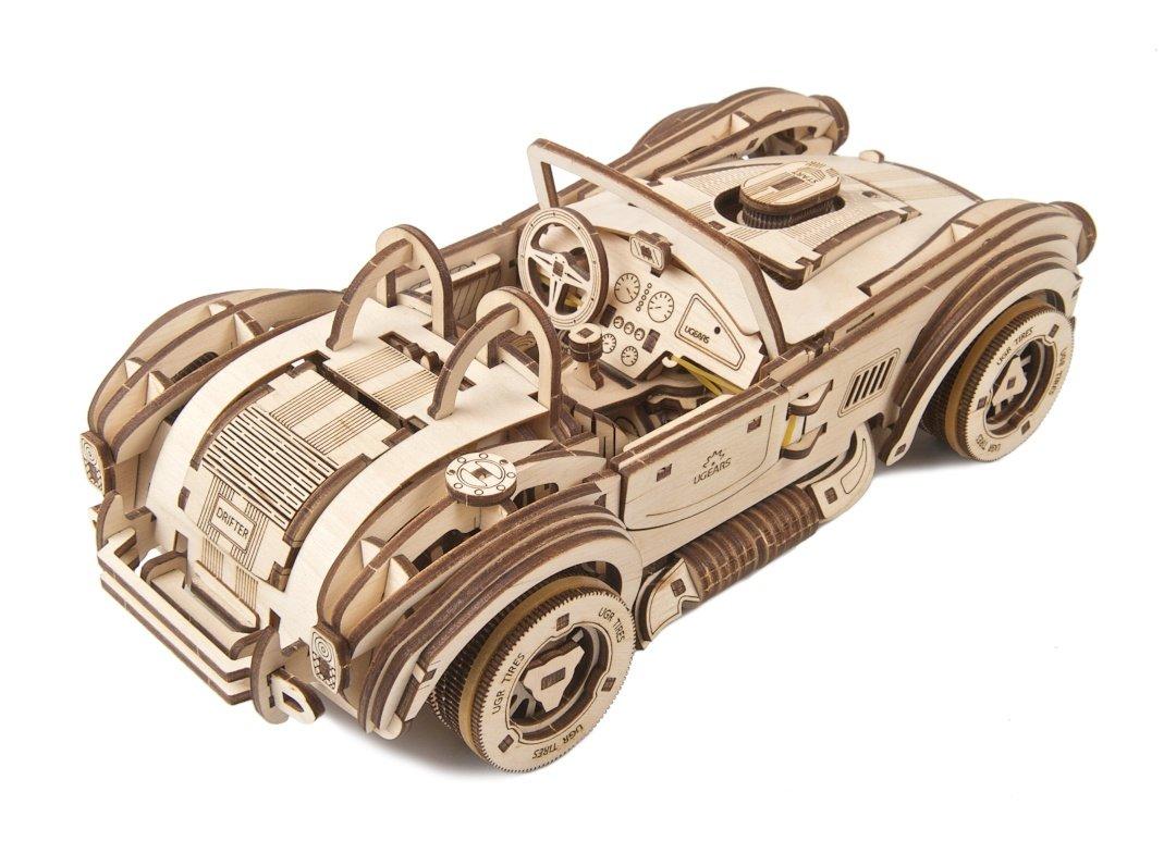 Cobra Drift Racking Car - lenktyninis automobilis - mechaninis sulankstomas modelis - fanera - 370 elementų - Ugearsmodels