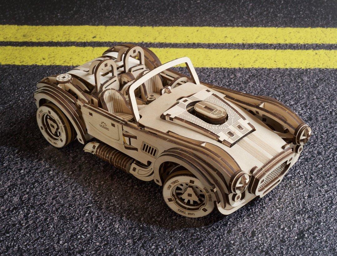 Cobra Drift Racking Car - lenktyninis automobilis - mechaninis sulankstomas modelis - fanera - 370 elementų - Ugearsmodels