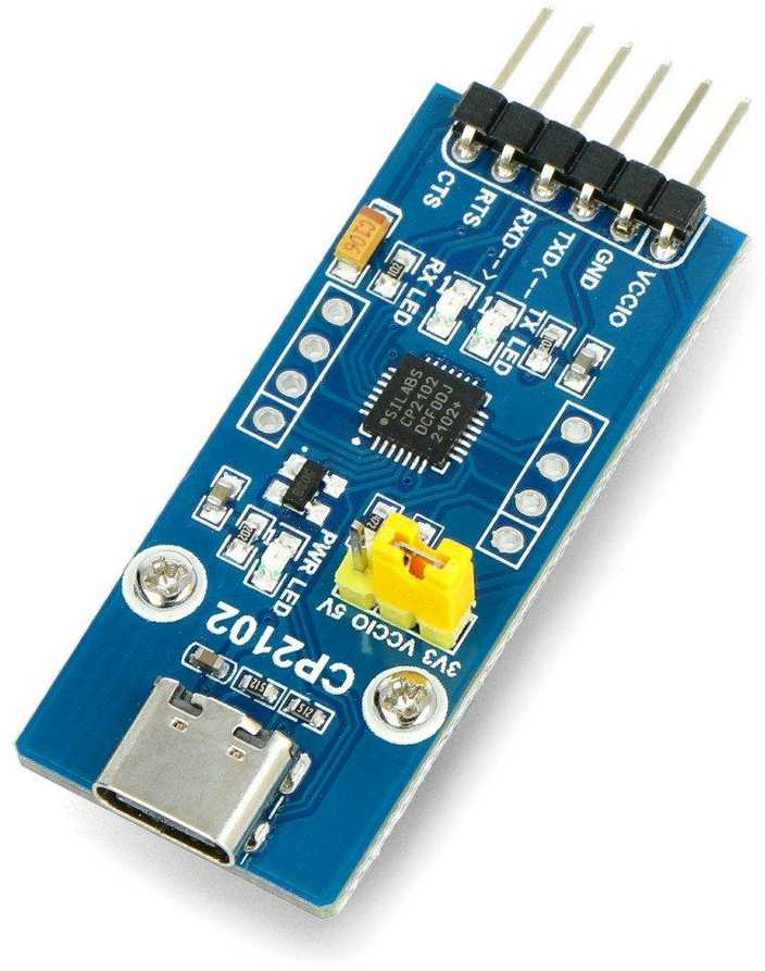 CP2102 USB-UART TTL keitiklis - USB tipo C lizdas - Waveshare 20644