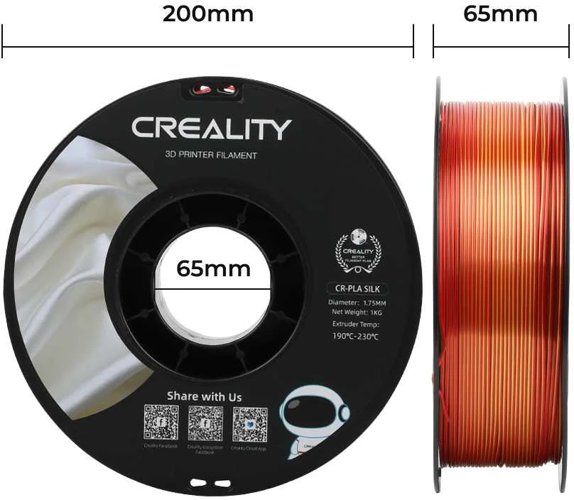 Creality CR-PLA Silk - 1.75mm - 1kg - Auksinis/Sidabrinis