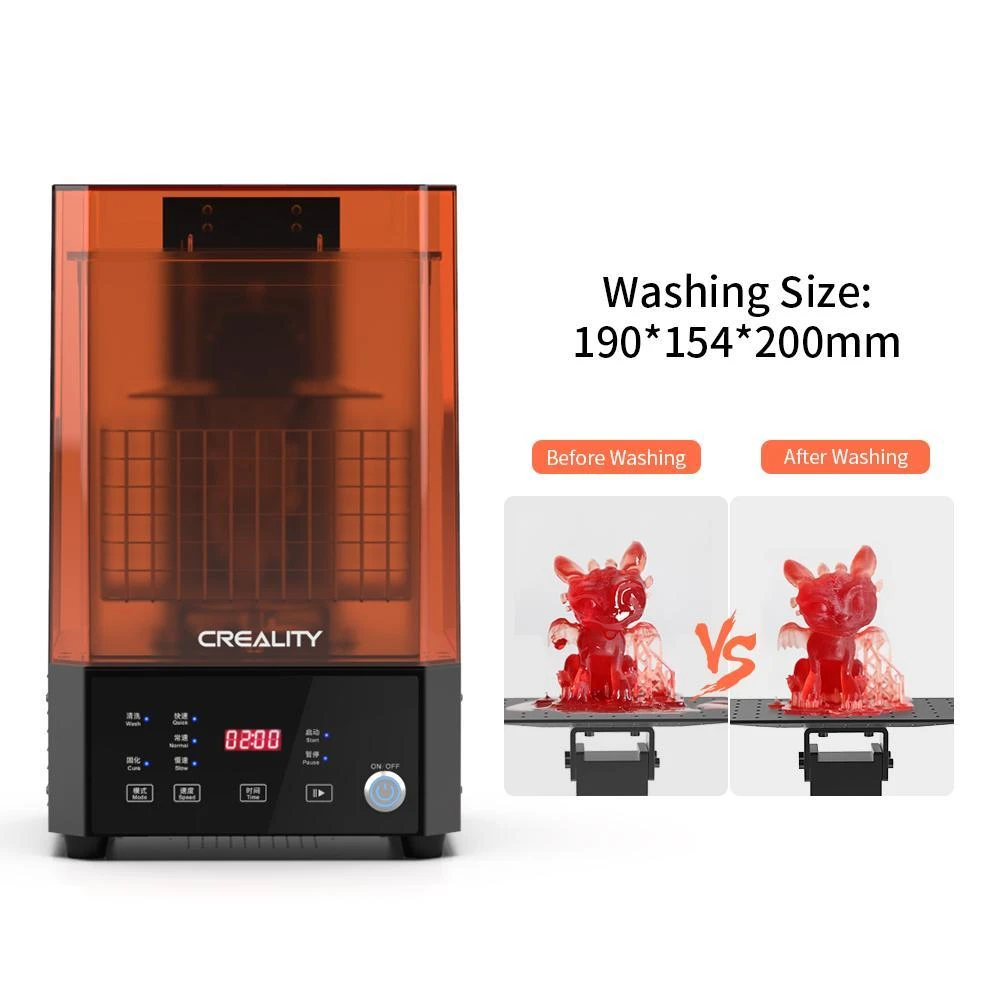 Creality UW-01 plovimo ir kietinimo stotis su darbo parametrais