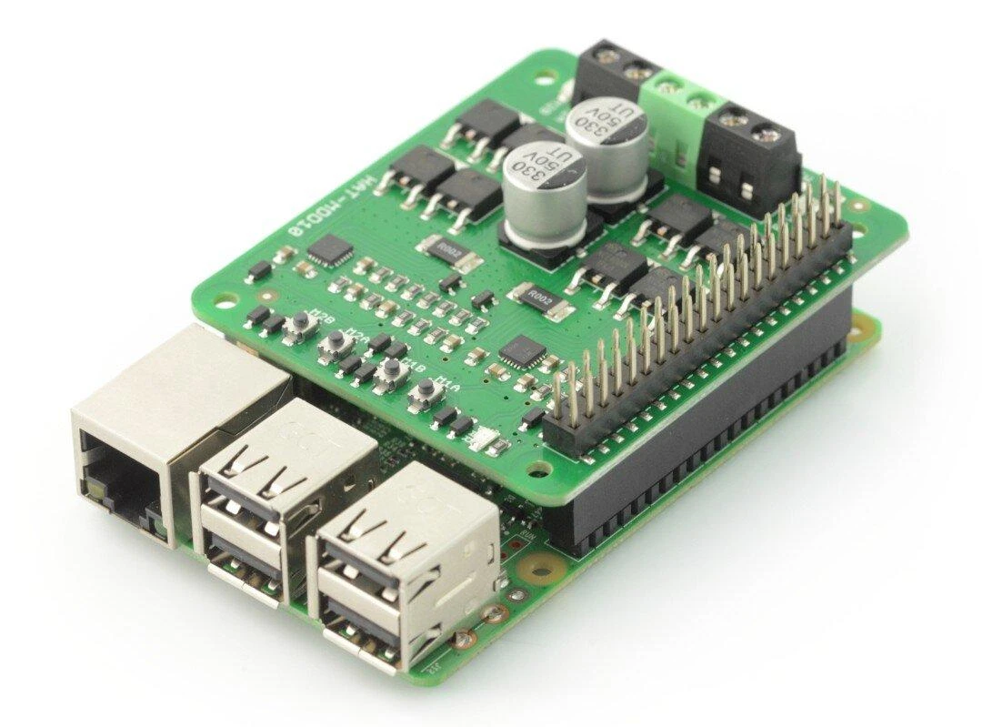 Cytron HAT-MDD10 - dviejų kanalų DC variklio valdiklis 24V/10A - Raspberry Pi priedėlis