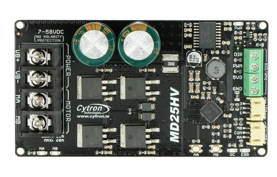 Cytron MD25HV - vieno kanalo DC variklio valdiklis - 7V-58V/25A
