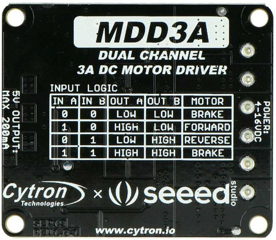 Cytron MDD3A - dviejų kanalų 16V/3A variklio valdiklis