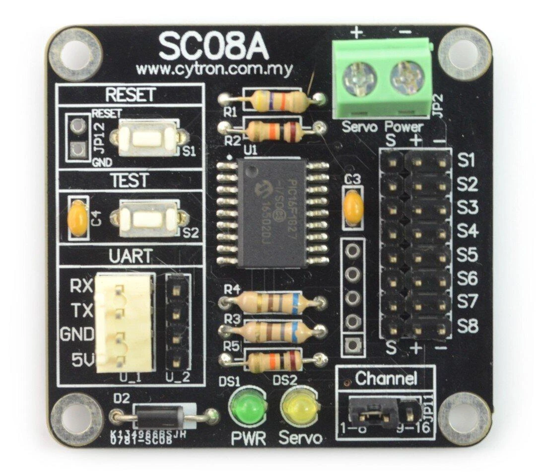 Cytron SC08A - 8 kanalų serverio valdiklis - UART
