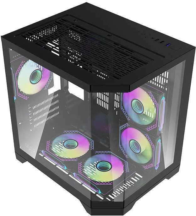 Darkflash Darflash FT350 kompiuterio dėklas + 5 aRGB ventiliatoriai (juodi)