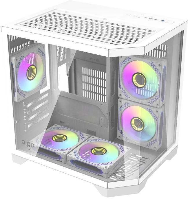 Darkflash Darflash FT350 kompiuterio dėklas + 5 aRGB ventiliatoriai (balti)