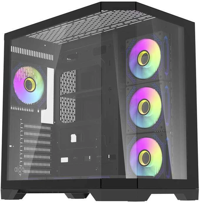Darkflash Darflash FT418 PRO kompiuterio dėklas + 7 aRGB ventiliatoriai (juodi)