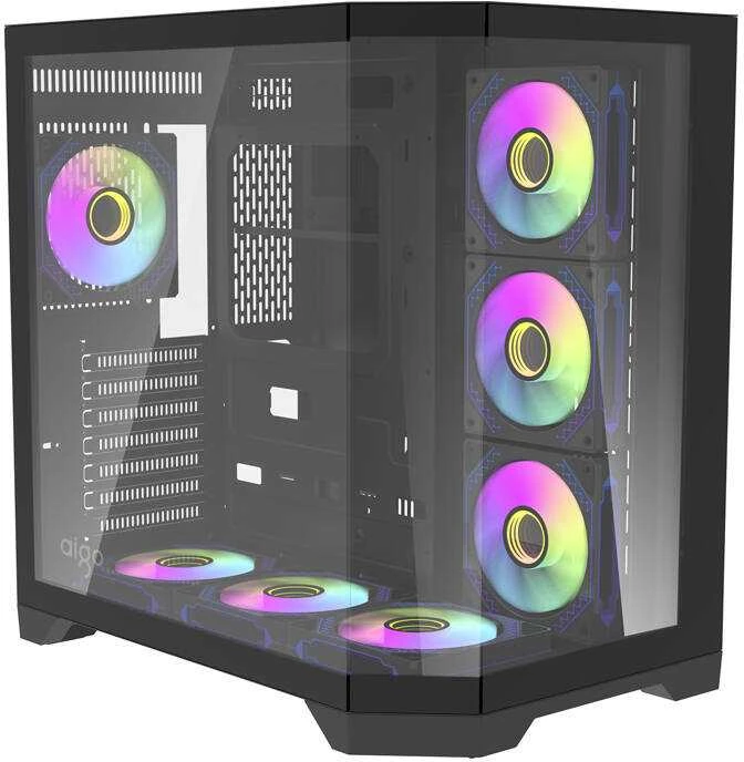 Darkflash Darflash FT418 PRO kompiuterio dėklas + 7 aRGB ventiliatoriai (juodi)