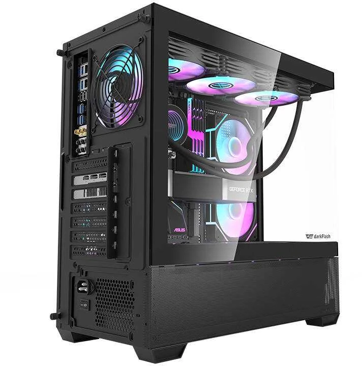 Darkflash DS900 AIR kompiuterio dėklas (juodas) + 7 ARGB ventiliatoriai