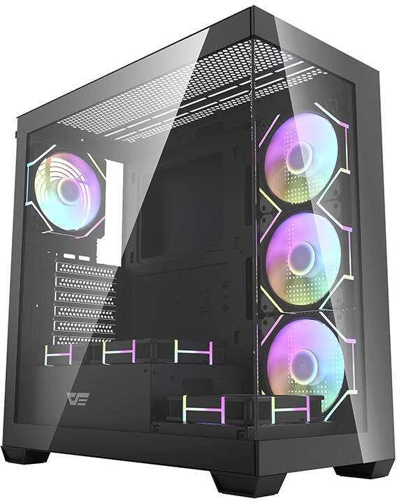 Darkflash DS900 kompiuterio dėklas + 7 ARGB ventiliatoriai - juodas