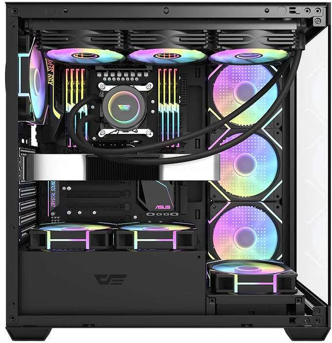 Darkflash DS900 kompiuterio dėklas + 7 ARGB ventiliatoriai - juodas