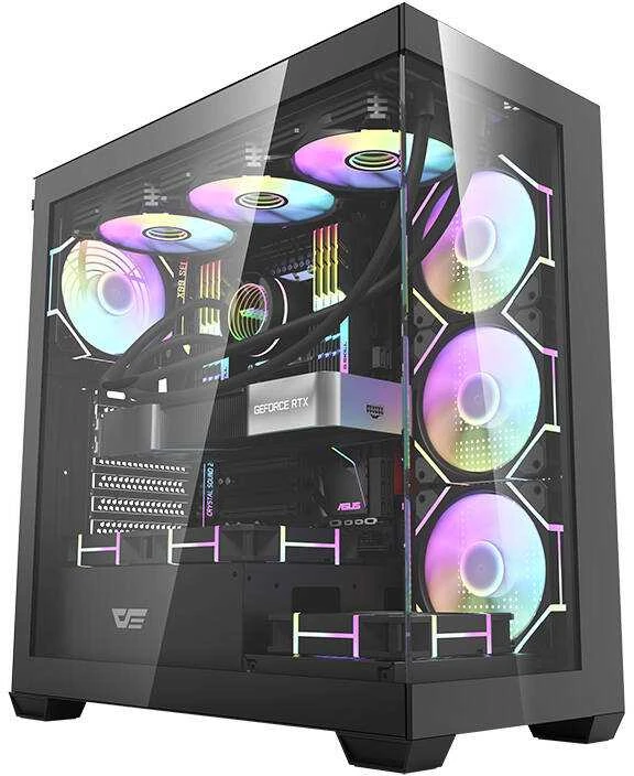 Darkflash DS900 kompiuterio dėklas + 7 ARGB ventiliatoriai - juodas