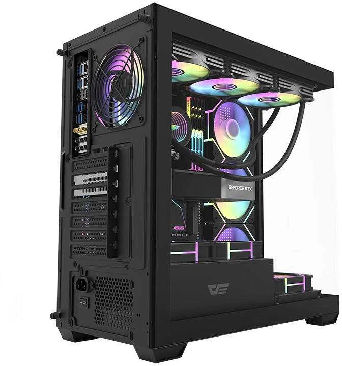 Darkflash DS900 kompiuterio dėklas + 7 ARGB ventiliatoriai - juodas