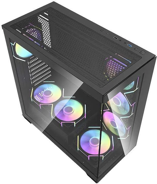 Darkflash DS900 kompiuterio dėklas + 7 ARGB ventiliatoriai - juodas
