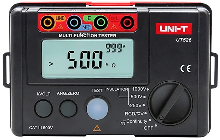 Matuoklis - Uni-T UT526 Multifunkcinis Elektrinis Izoliacijos Varžos Matuoklis, Juoda/Raudona