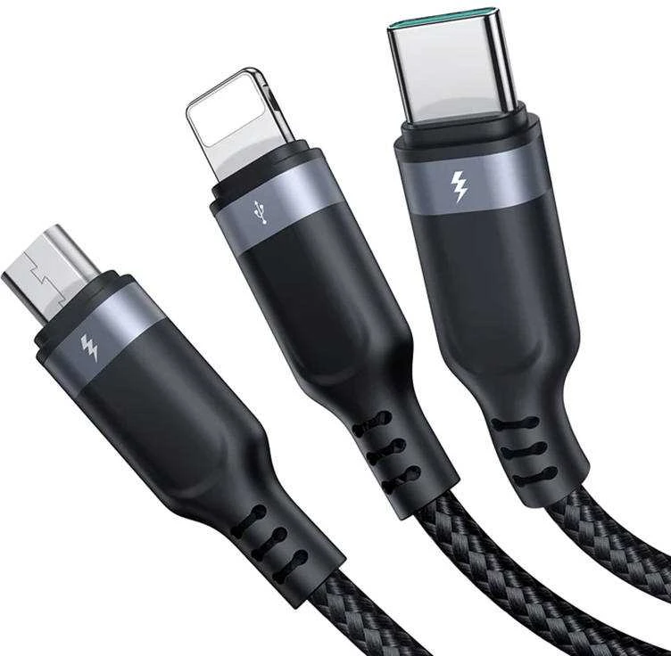 Daugiafunkcis USB kabelis Joyroom S-1T3018A18 3w1 / 3.5A / 0.3m (juodas)