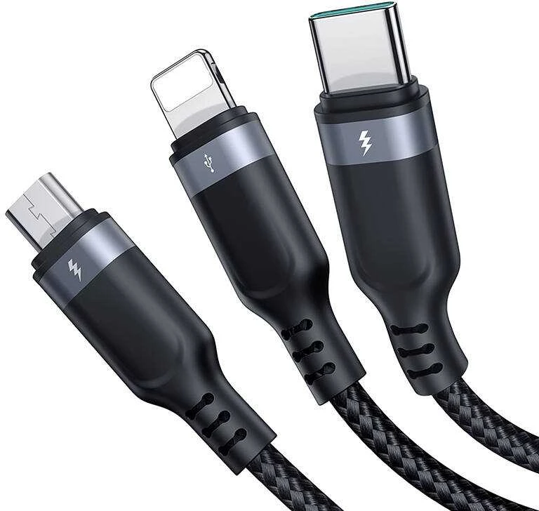 „Joyroom Multi-Use Series S-A18 4in1 USB-A - USB-C / USB-C / Lightning / mikro USB kabelis 1,2 m - juodas