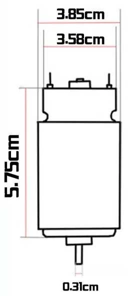 RS550 variklio matmenų schema