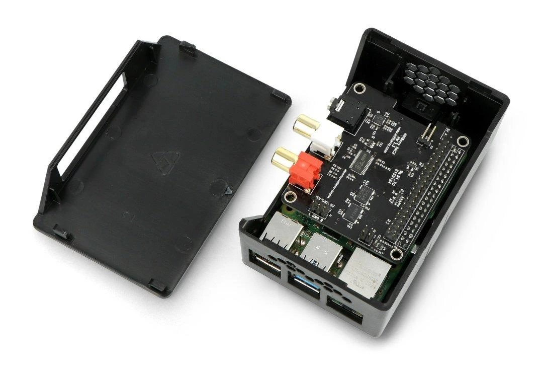 Dėklas HighPi Pro skirtas Raspberry Pi 4B ir HiFiBerry - universalus juodas