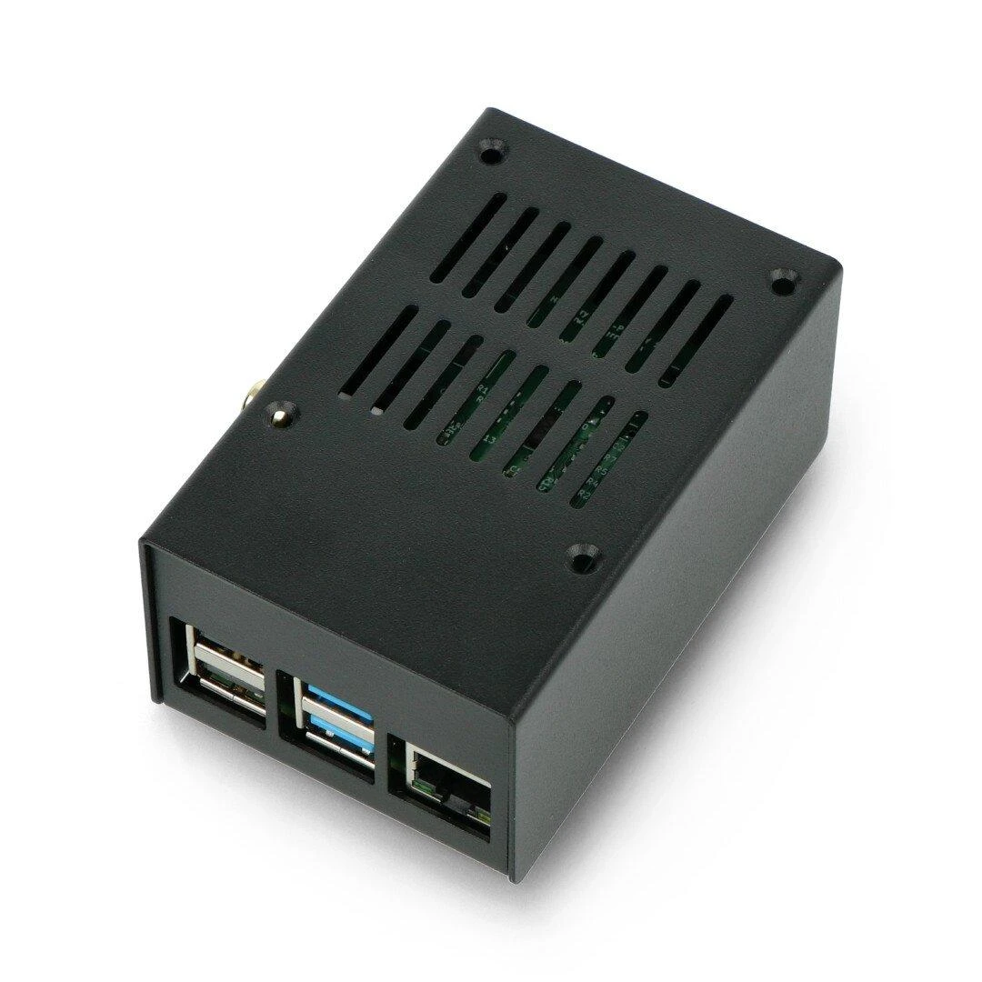 Juodas HiFiBerry korpusas Raspberry Pi 4 su USB jungtimis
