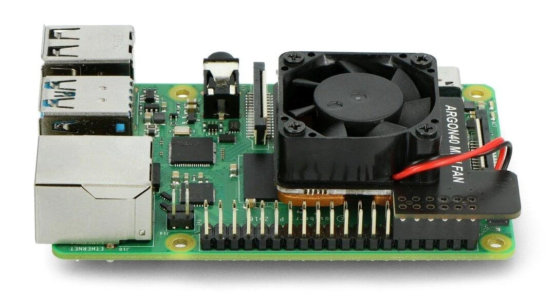 Dėklas skirtas Raspberry Pi 4B - Argon Poly + su mini ventiliatoriumi - juodas