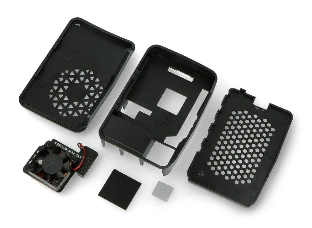 Dėklas skirtas Raspberry Pi 4B - Argon Poly + su mini ventiliatoriumi - juodas