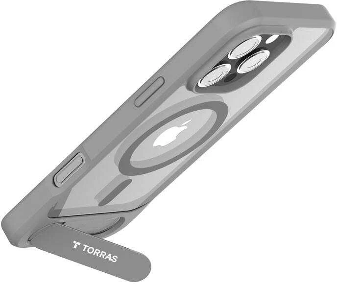 Torras Pstand serijos dėklas, skirtas iPhone 16 Pro Max (pilka)