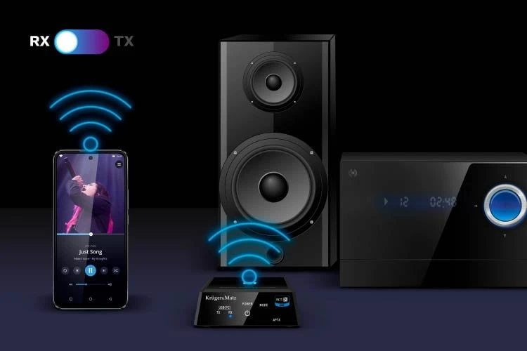 Kruger & Matz 2in1 Bluetooth HiFi garso imtuvas ir siųstuvas (Apt-X, NFC) BT-1 modelis aprašymas - Prekės nuotrauka