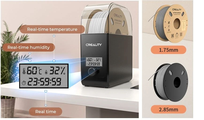 3D plastiko džiovintuvas 2.0 reguliuojama temperatūra 45℃-65℃ CREALITY aprašymas - Prekės nuotrauka