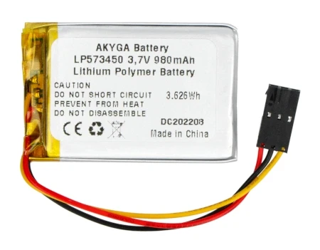 Akumuliatorius Li-Pol Akyga 980mAh 3.7V aprašymas - Prekės nuotrauka