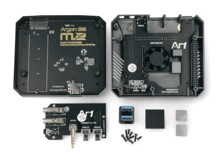 Argon40 Aliuminio dėklas Raspberry Pi 4B su ventiliatoriumi - Argon ONE M.2 - pilkas aprašymas - Prekės nuotrauka