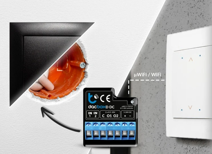 BleBox dacBoxD DC - 2 kanalų WiFi valdiklis - reguliatorius/greičio reguliatorius - 5-24V - Android/iOS programa aprašymas - Prekės nuotrauka